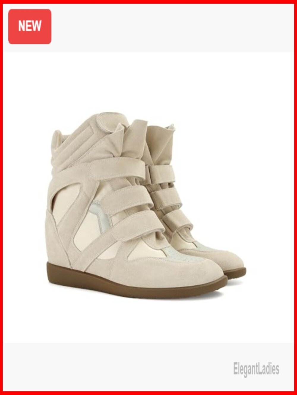 Wedge Sneakers with Hook Loop Closure, Faux Suede, Size 5 - Picture 6 of 7